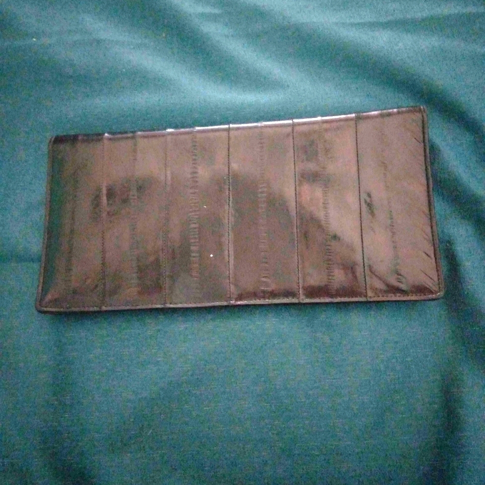 Black genuine eel skin wallet billfold